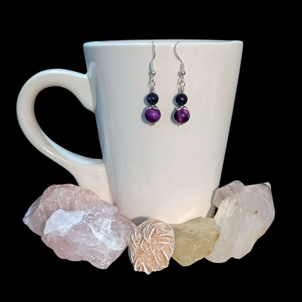 Moon Blossoms | Hand-Crafted Blue & Purple lightweight Dangle Earrings